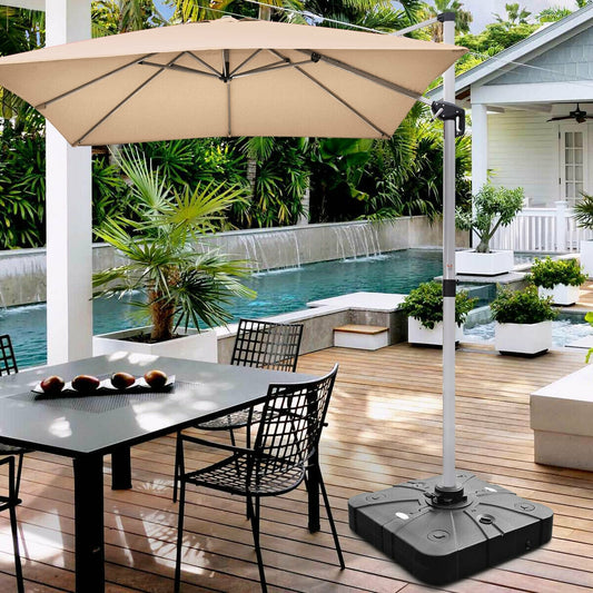 260 lbs Offset Patio Umbrella Base with Wheels Sand Water Filled, Black Outdoor Umbrella Bases Black at Gallery Canada