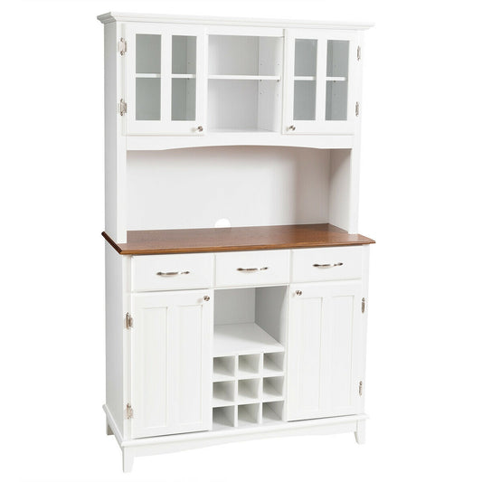 Wood Buffet Hutch Cabinet, 3 Large Drawers, White Sideboards Cabinets & Buffets White at Gallery Canada