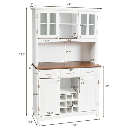 Wood Buffet Hutch Cabinet, 3 Large Drawers, White Sideboards Cabinets & Buffets at Gallery Canada