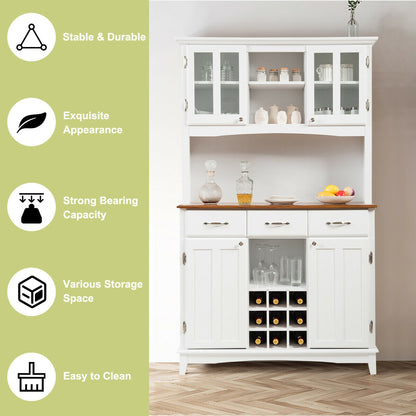 Wood Buffet Hutch Cabinet, 3 Large Drawers, White Sideboards Cabinets & Buffets at Gallery Canada