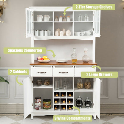 Wood Buffet Hutch Cabinet, 3 Large Drawers, White Sideboards Cabinets & Buffets at Gallery Canada