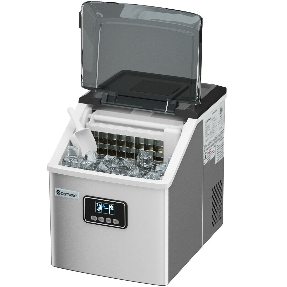 48 lbs Stainless Self-Clean Ice Maker with LCD Display, Silver at Gallery Canada