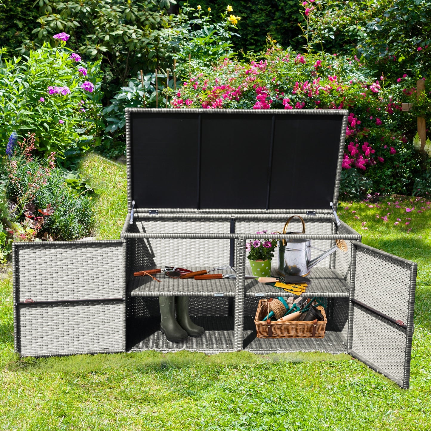 88 Gallon Rattan Storage Container Box, Gray Sheds & Outdoor Storage at Gallery Canada