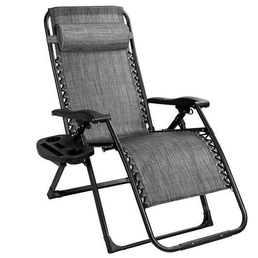 Oversize Lounge Chair with Cup Holder of Heavy Duty for outdoor, Gray - Gallery Canada