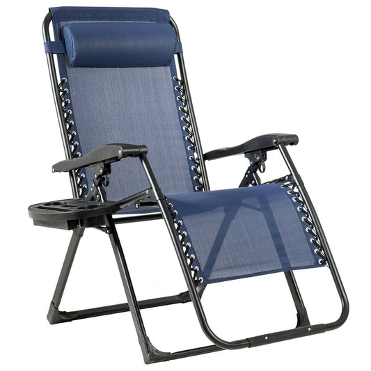 Oversize Lounge Chair with Cup Holder of Heavy Duty for outdoor, Navy - Gallery Canada