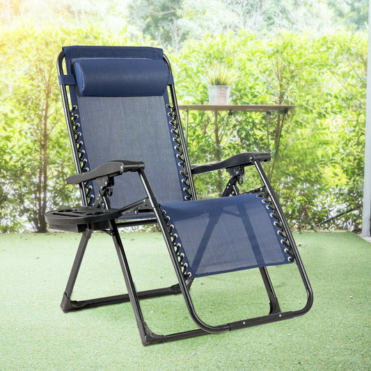 Oversize Lounge Chair with Cup Holder of Heavy Duty for outdoor, Navy - Gallery Canada