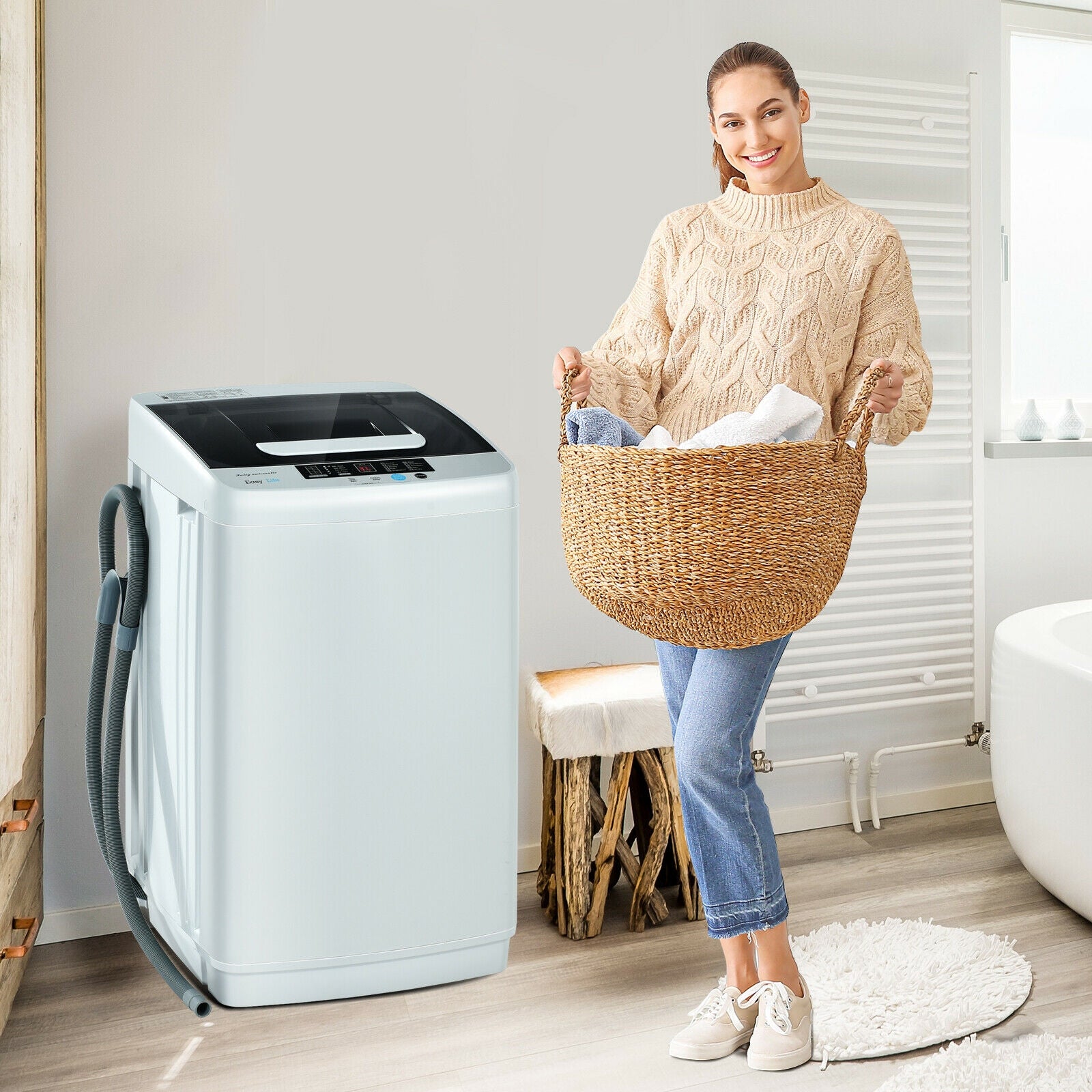 8.8 lbs Portable Full-Automatic Laundry Washing Machine with Drain Pump Washing Machines at Gallery Canada