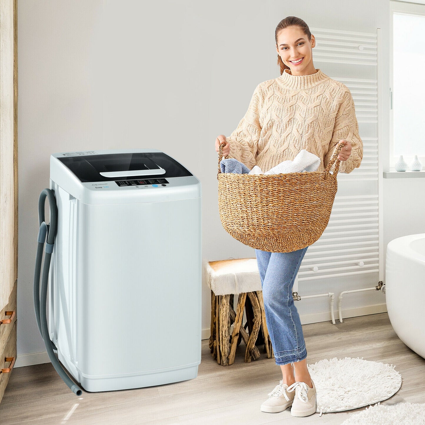 8.8 lbs Portable Full-Automatic Laundry Washing Machine with Drain Pump Washing Machines at Gallery Canada