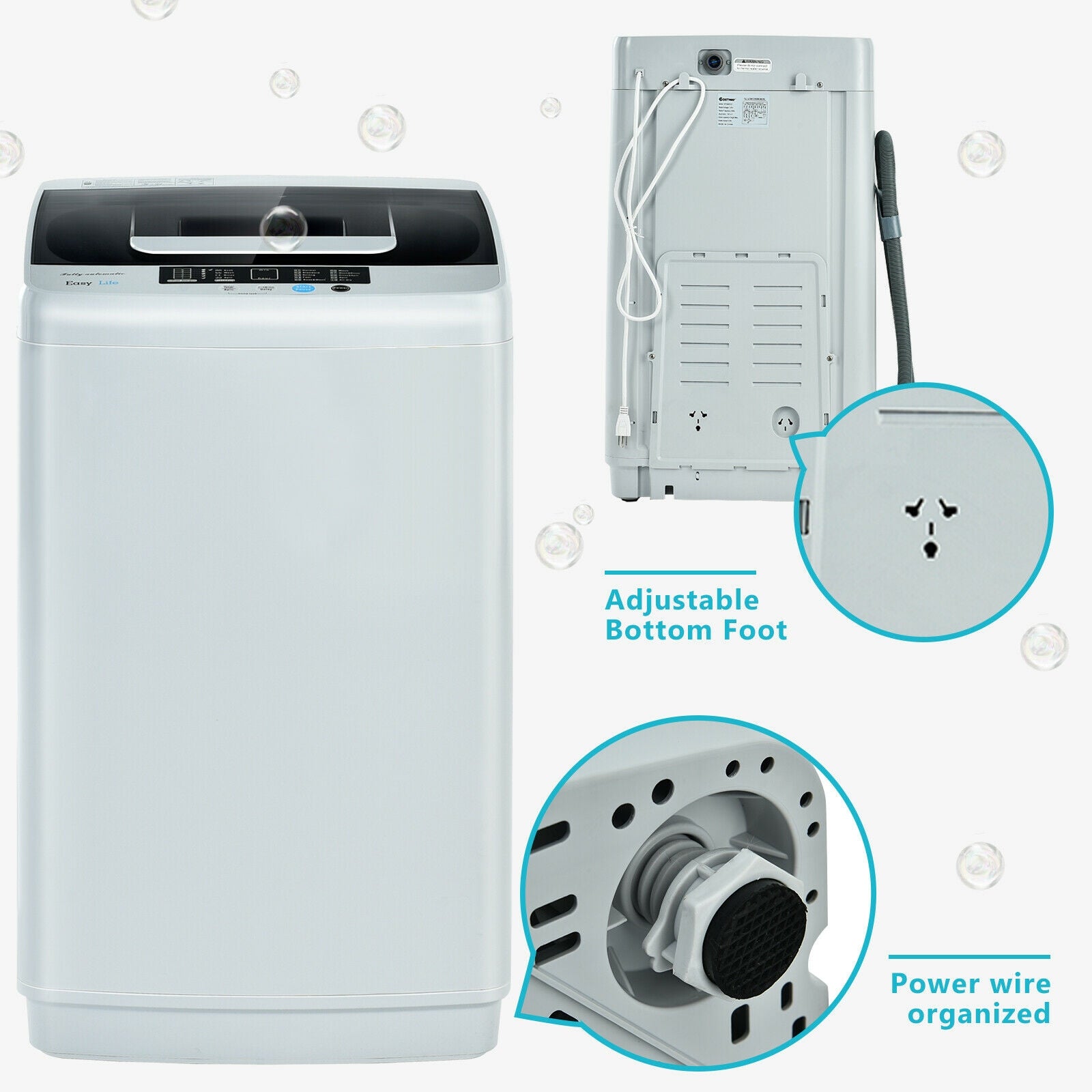 8.8 lbs Portable Full-Automatic Laundry Washing Machine with Drain Pump Washing Machines at Gallery Canada