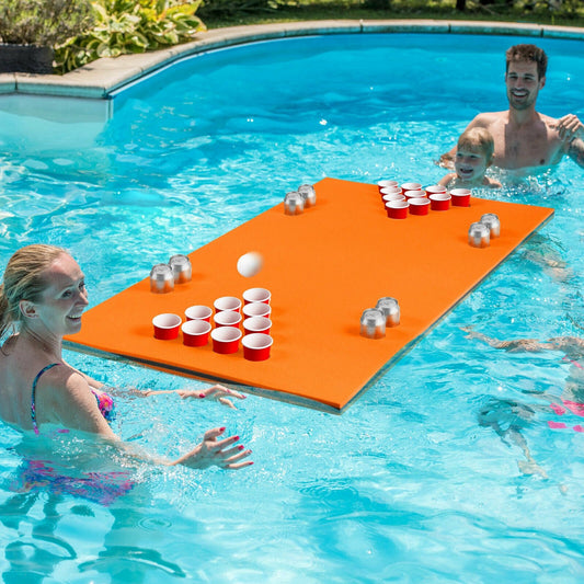 5.5 Feet x 35.5 inch 3-Layer Multi-Purpose Floating Beer Pong Table, Orange - Gallery Canada