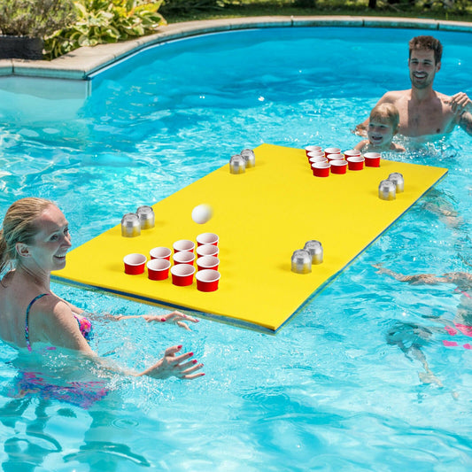 5.5 Feet x 35.5 inch 3-Layer Multi-Purpose Floating Beer Pong Table, Yellow - Gallery Canada