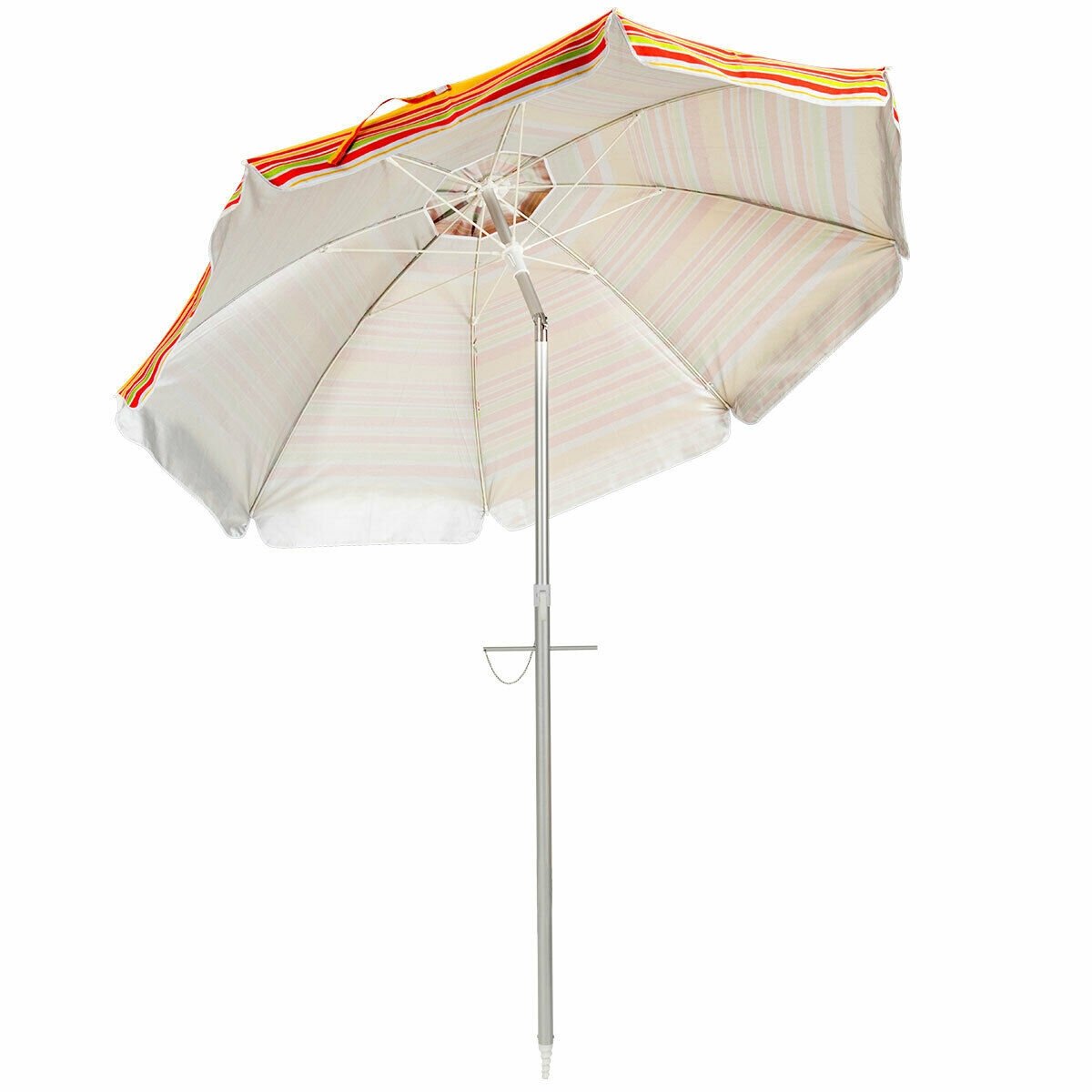 6.5 Feet Beach Umbrella with Sun Shade and Carry Bag without Weight Base, Orange - Gallery Canada
