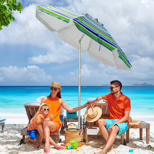 6.5 Feet Beach Umbrella with Sun Shade and Carry Bag without Weight Base, Green - Gallery Canada