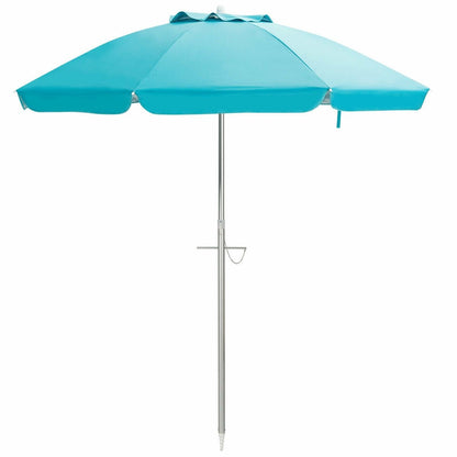 6.5 Feet Beach Umbrella with Sun Shade and Carry Bag without Weight Base, Blue - Gallery Canada