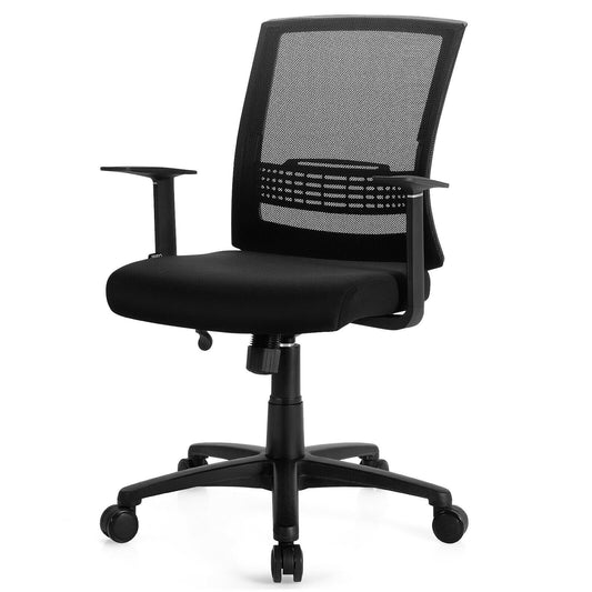 Adjustable Mid Back Mesh Office Chair with Lumbar Support, Black - Gallery Canada