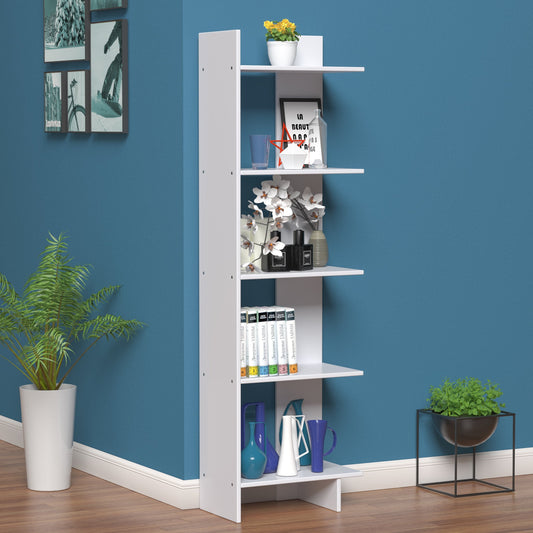 5-Tier Freestanding Decorative Storage Display Bookshelf, White - Gallery Canada