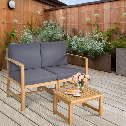 3-in-1 Acacia Wood Loveseat with Separable Coffee Table, Natural Patio Conversation Sets at Gallery Canada