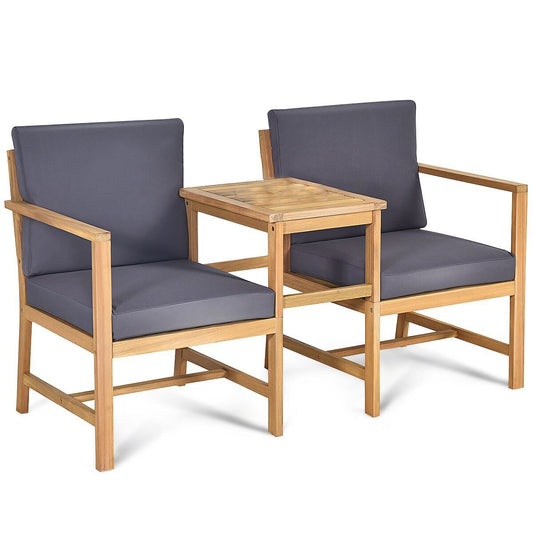 3-In-1 Acacia Wood Loveseat, With Separable Coffee Table, Natural Patio Conversation Sets Natural at Gallery Canada