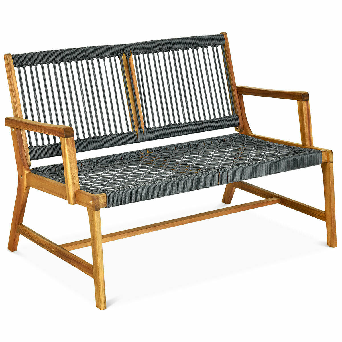 2-Person Acacia Wood Yard Bench for Balcony and Patio, Gray Outdoor Benches at Gallery Canada
