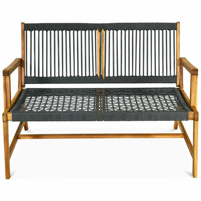 2-Person Acacia Wood Yard Bench for Balcony and Patio, Gray Outdoor Benches at Gallery Canada