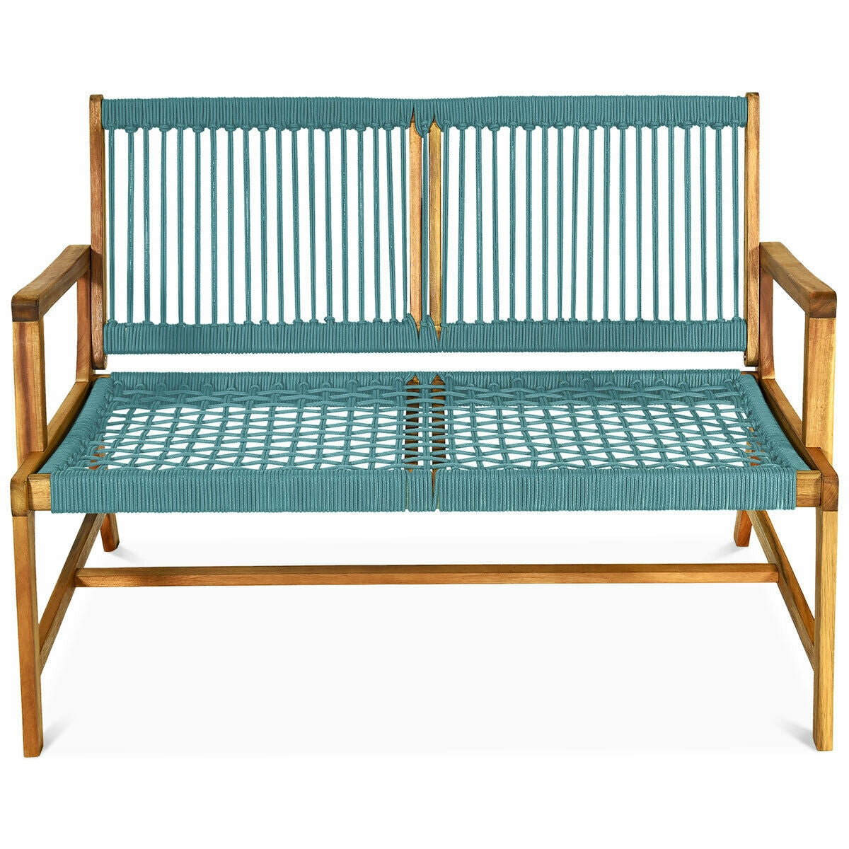 2-Person Acacia Wood Yard Bench for Balcony and Patio, Turquoise Outdoor Benches at Gallery Canada