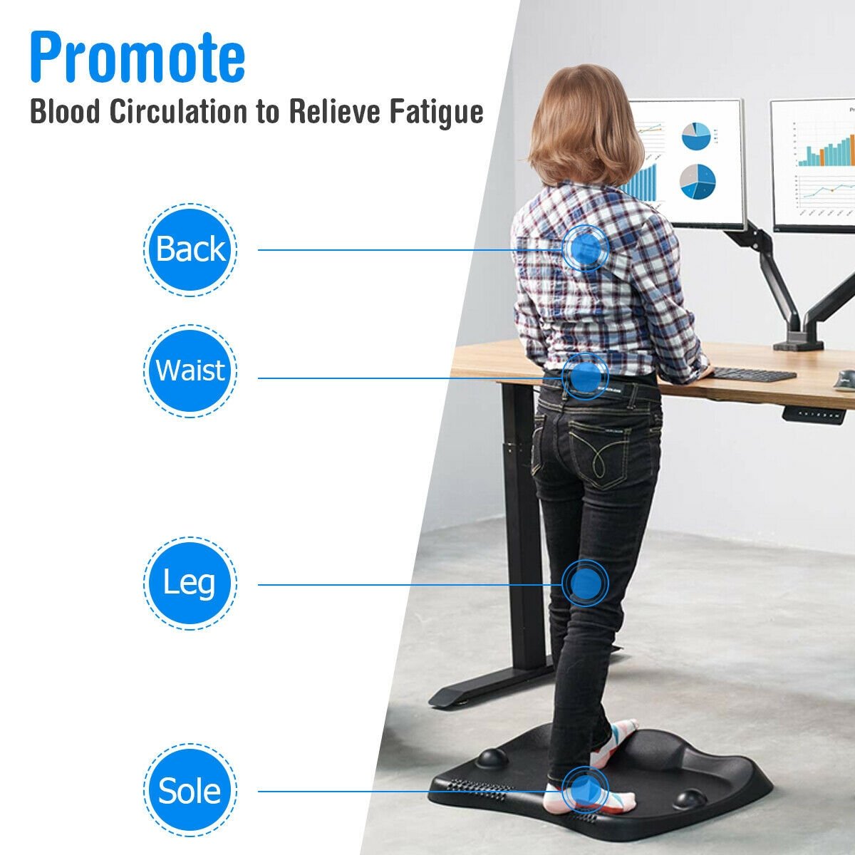 Ergonomic Design Anti Fatigue Standing Floor Foot Mat for Home Office, Black at Gallery Canada