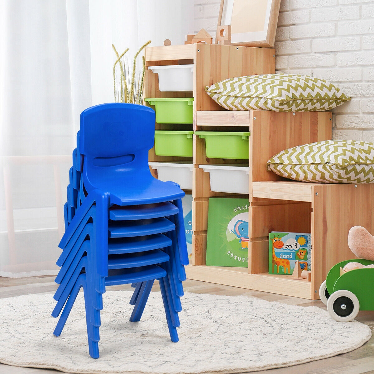 6-Pack Kids Plastic Stackable Classroom Chairs, Blue Kids Chairs & Seating at Gallery Canada