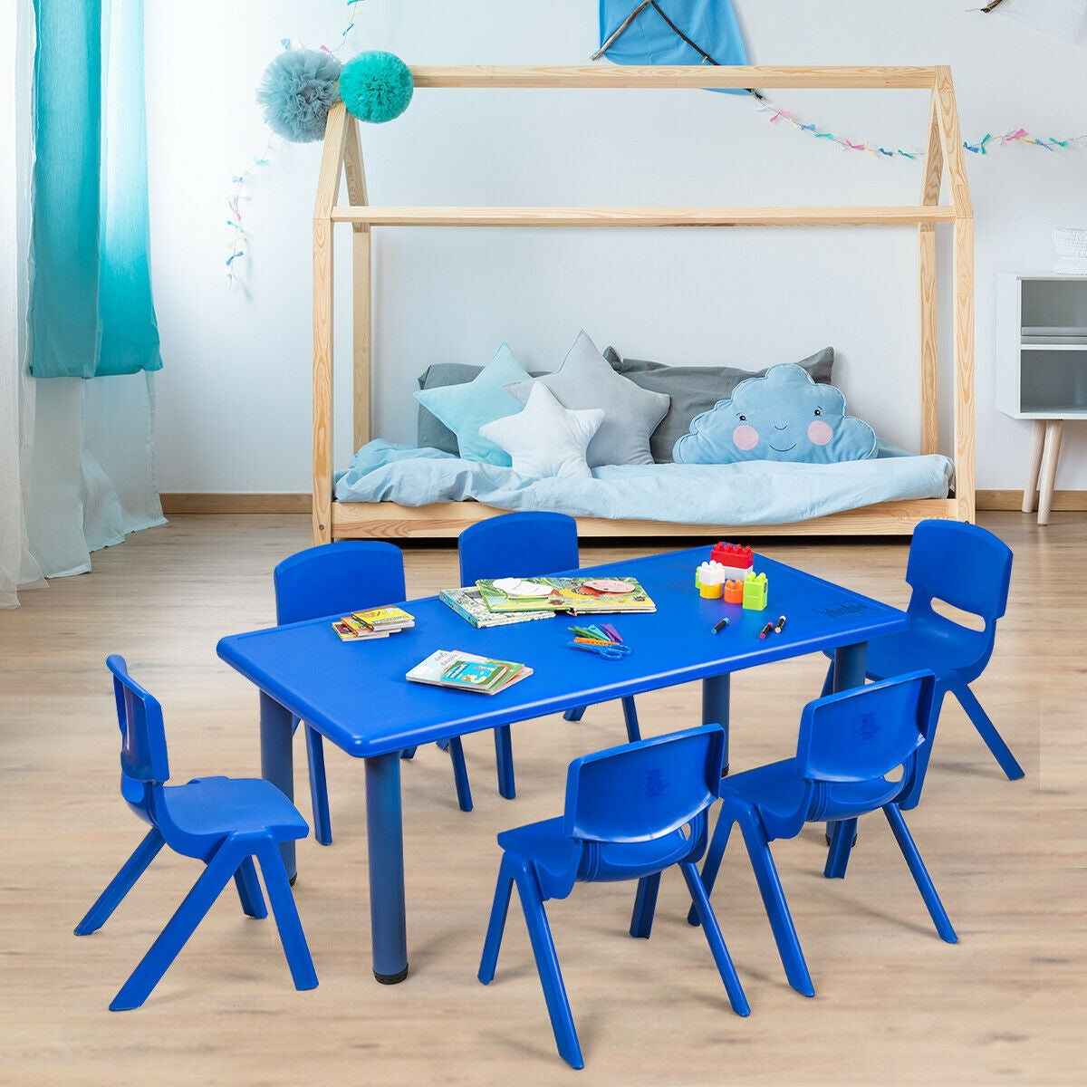6-Pack Kids Plastic Stackable Classroom Chairs, Blue Kids Chairs & Seating at Gallery Canada