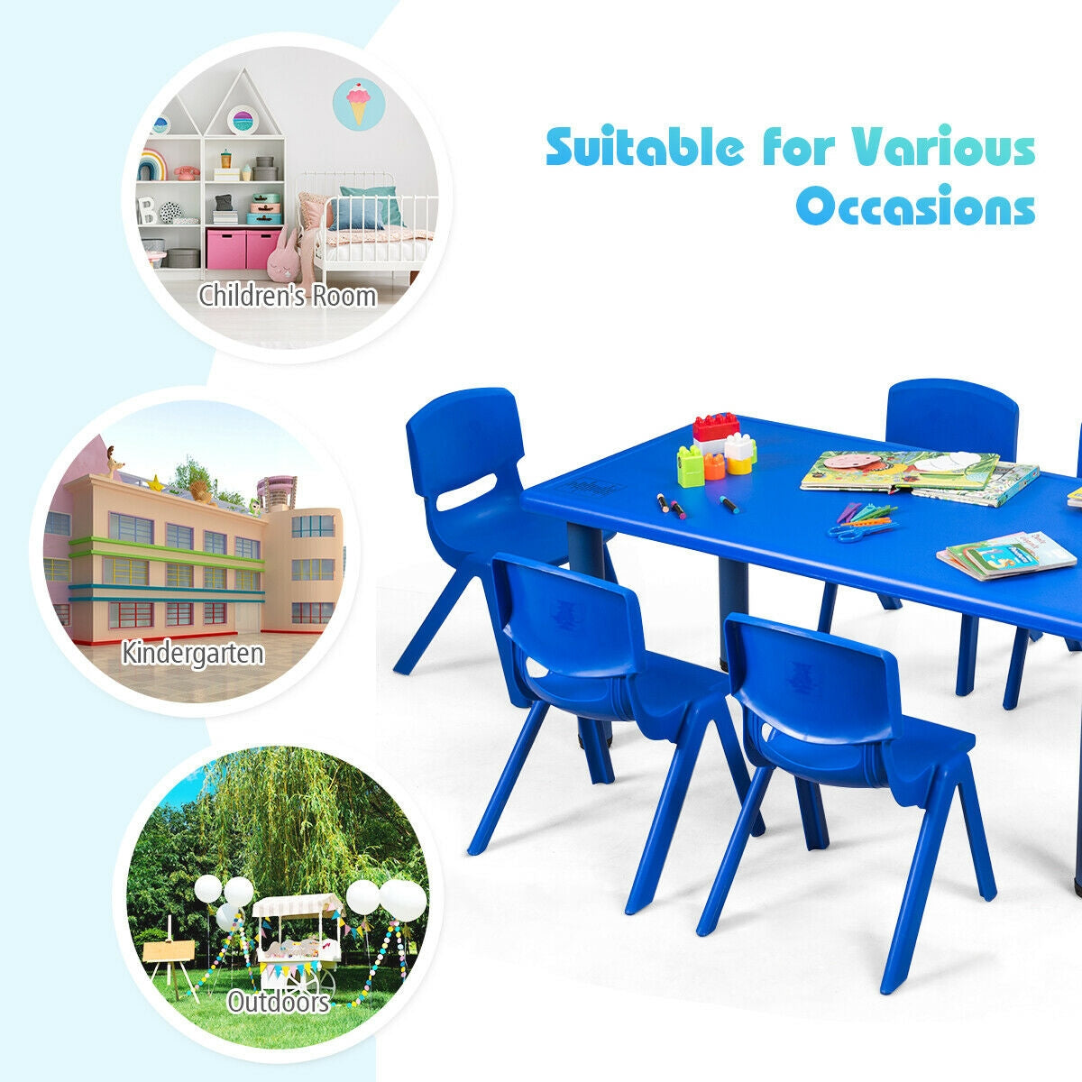 6-Pack Kids Plastic Stackable Classroom Chairs, Blue Kids Chairs & Seating at Gallery Canada