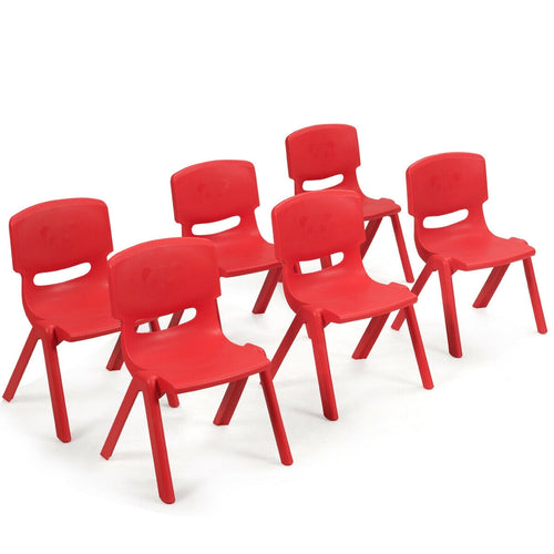 6-Pack Kids Plastic Stackable Classroom Chairs, Red