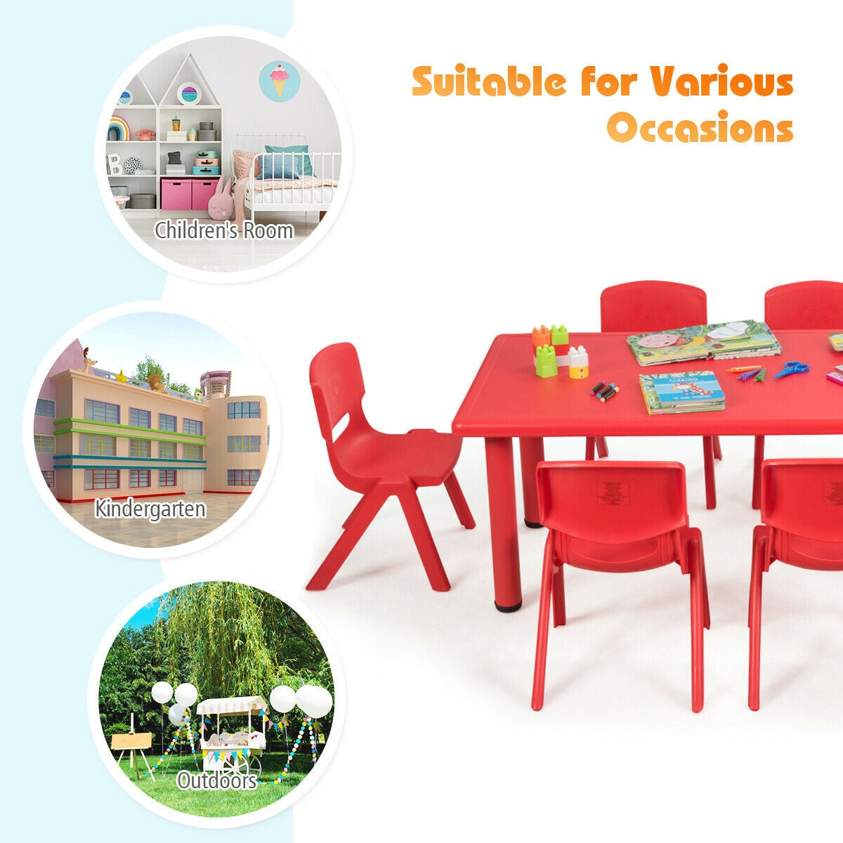 6-pack Kids Plastic Stackable Classroom Chairs, Red Kids Chairs & Seating at Gallery Canada