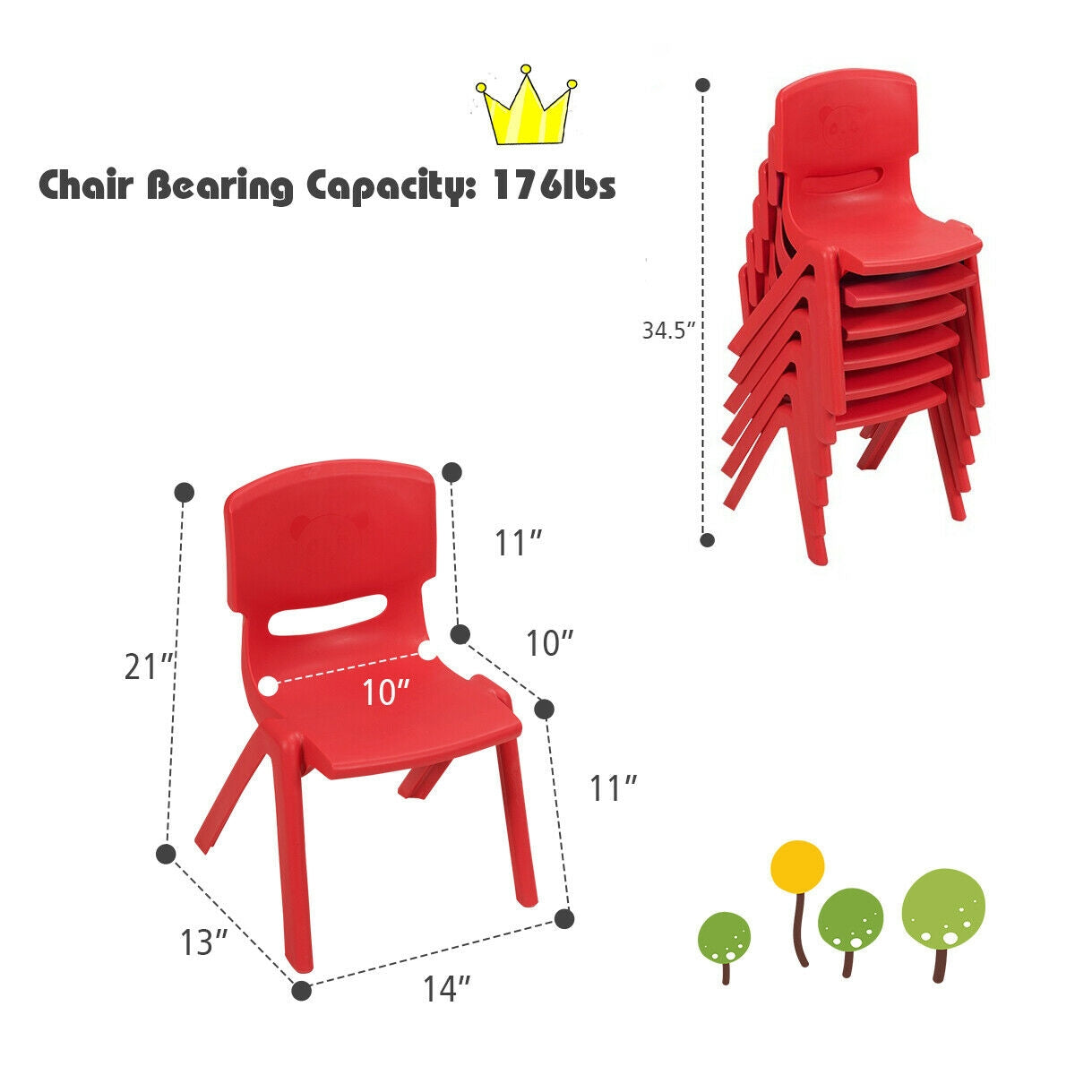 6-pack Kids Plastic Stackable Classroom Chairs, Red Kids Chairs & Seating at Gallery Canada