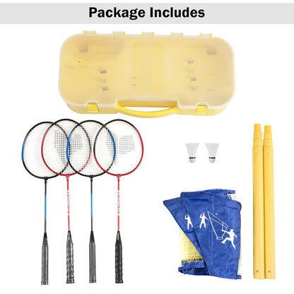 Portable Badminton Set Folding Tennis Badminton Volleyball Net, Yellow at Gallery Canada