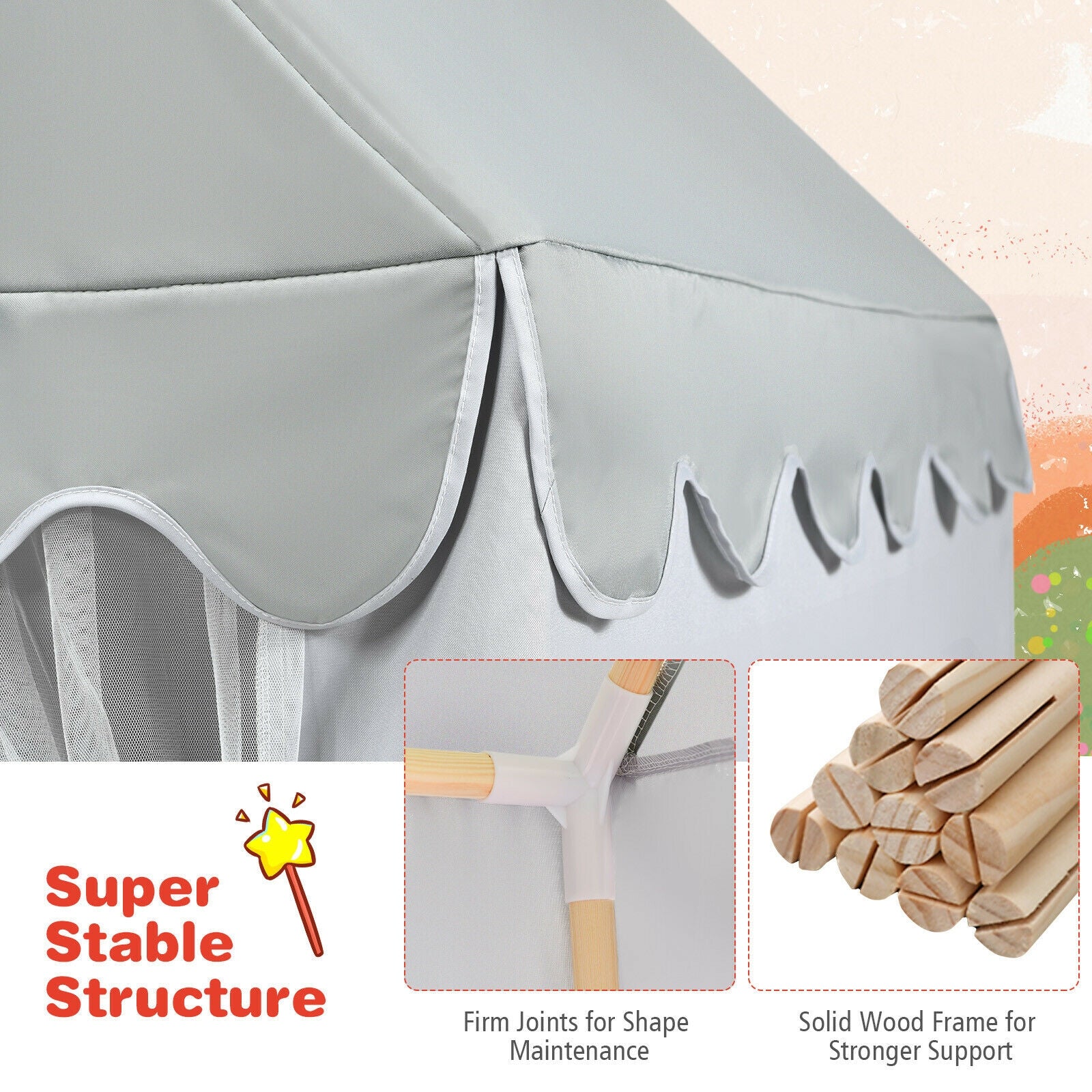 Kids Large Play Castle Fairy Tent with Mat, Gray Play Tents & Playhouse at Gallery Canada