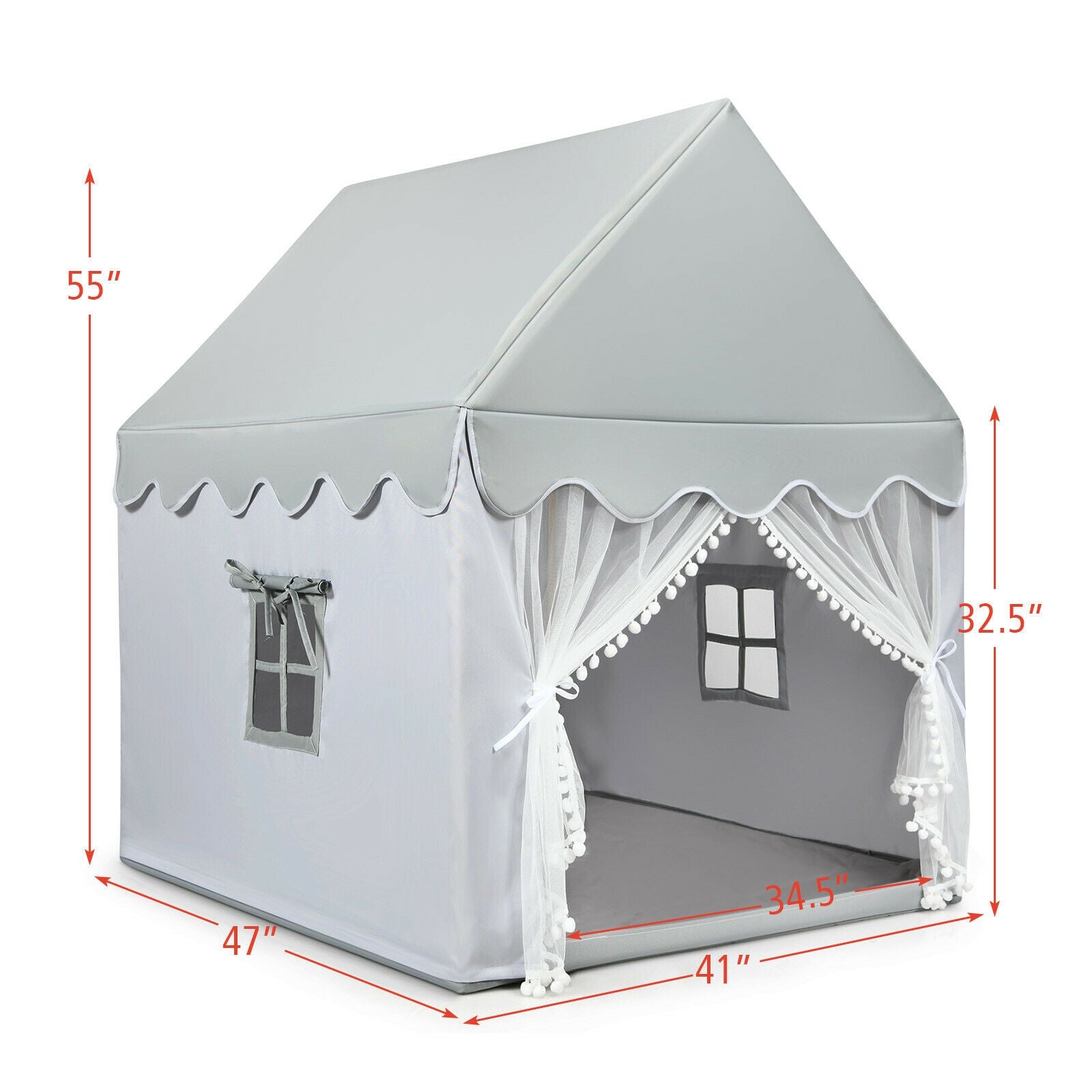 Kids Large Play Castle Fairy Tent with Mat, Gray Play Tents & Playhouse at Gallery Canada