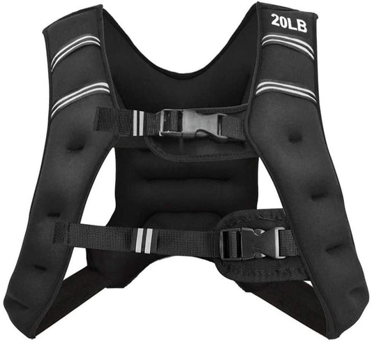 Training Weight Vest Workout Equipment with Adjustable Buckles and Mesh Bag-20 lbs, Black - Gallery Canada