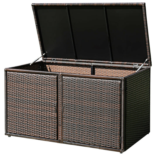 88 Gallon Garden Patio Rattan Storage Container Box, Brown Sheds & Outdoor Storage Brown at Gallery Canada