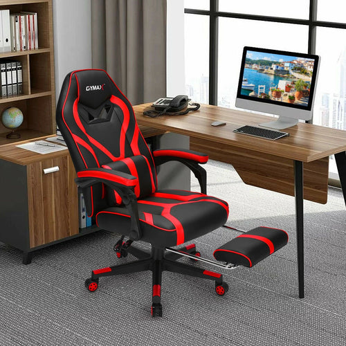 Computer Massage Gaming Recliner Chair with Footrest, Red