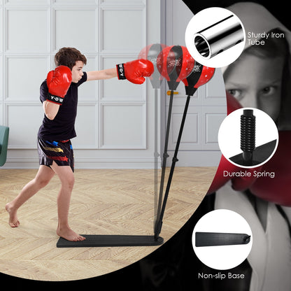 Kids Punching Bag with Adjustable Stand and Boxing Gloves, Black & Red - Gallery Canada