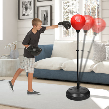 Adjustable Height Punching Bag with Stand Plus Boxing Gloves for Both Adults and Kids, Black & Red Boxing & Martial Arts at Gallery Canada