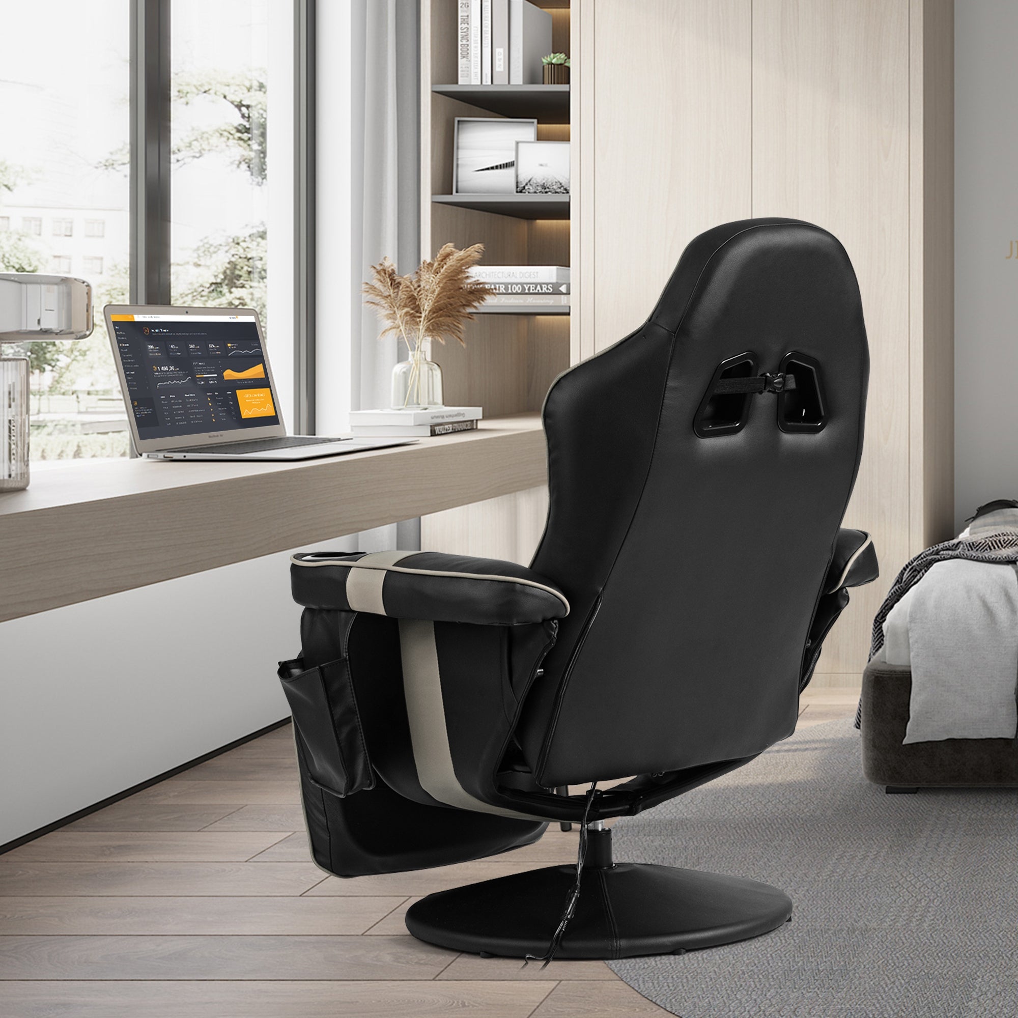 Ergonomic High Back Massage Gaming Chair, Gray Gaming Chairs at Gallery Canada
