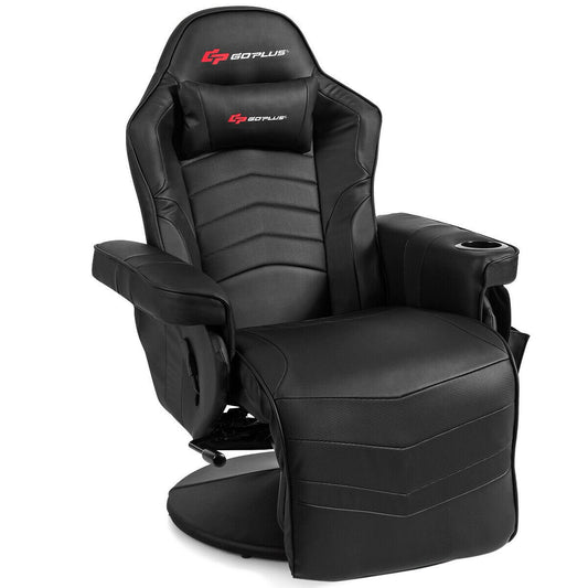 Ergonomic High Back Massage Gaming Chair with Pillow, Black - Gallery Canada