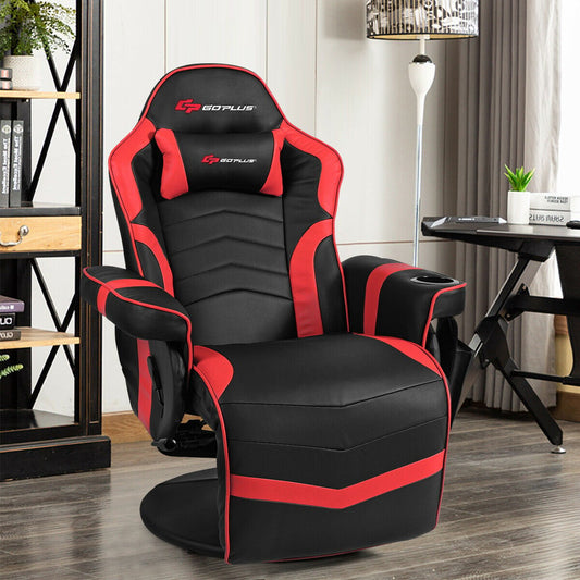 Ergonomic High Back Massage Gaming Chair Gaming Recliner with Pillow, Red - Gallery Canada