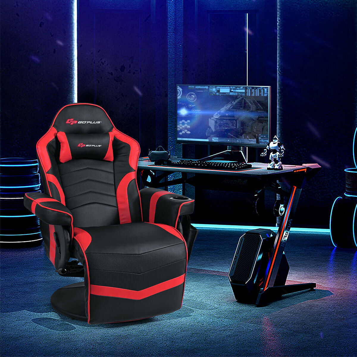 Ergonomic High Back Massage Gaming Chair, Red Gaming Chairs at Gallery Canada
