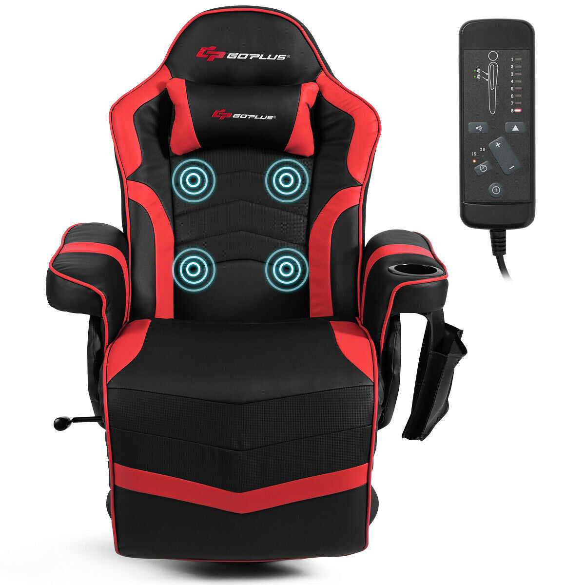 Ergonomic High Back Massage Gaming Chair, Red Gaming Chairs at Gallery Canada