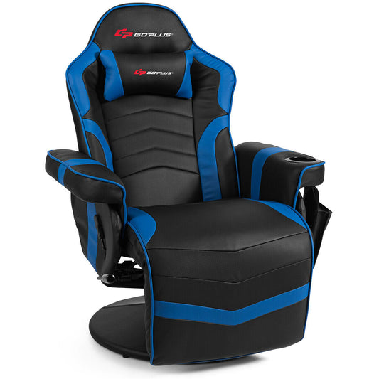Ergonomic High Back Massage Gaming Chair with Pillow, Blue Gaming Chairs Blue at Gallery Canada