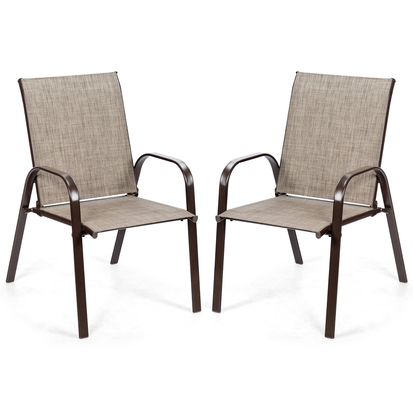 2 Pieces Patio Outdoor Dining Chair with Armrest, Gray Patio Dining Chairs at Gallery Canada