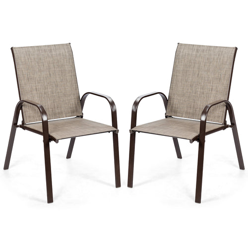 Patio Outdoor Dining Chair, 2 Pieces, Gray