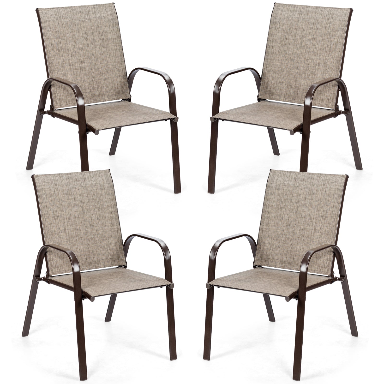 2 Pieces Patio Outdoor Dining Chair with Armrest, Gray Patio Dining Chairs at Gallery Canada