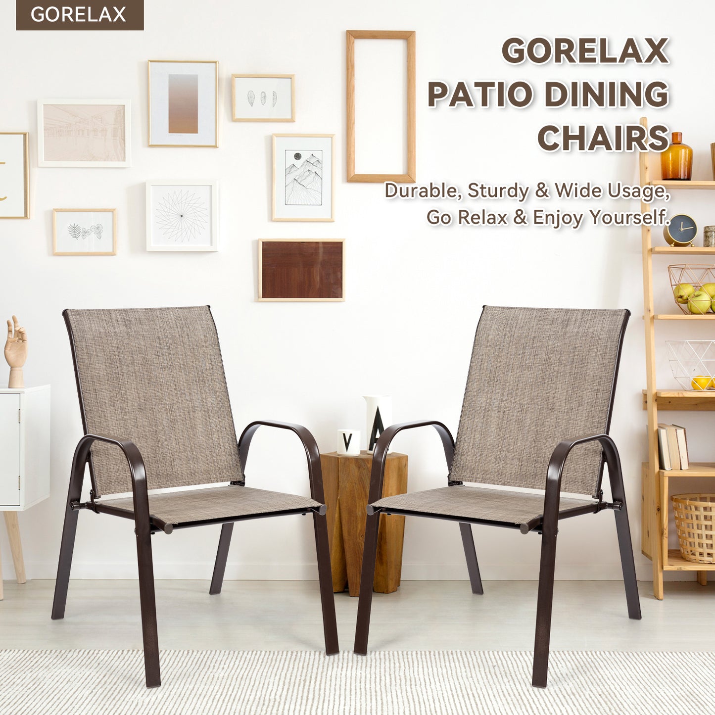 2 Pieces Patio Outdoor Dining Chair with Armrest, Gray Patio Dining Chairs at Gallery Canada